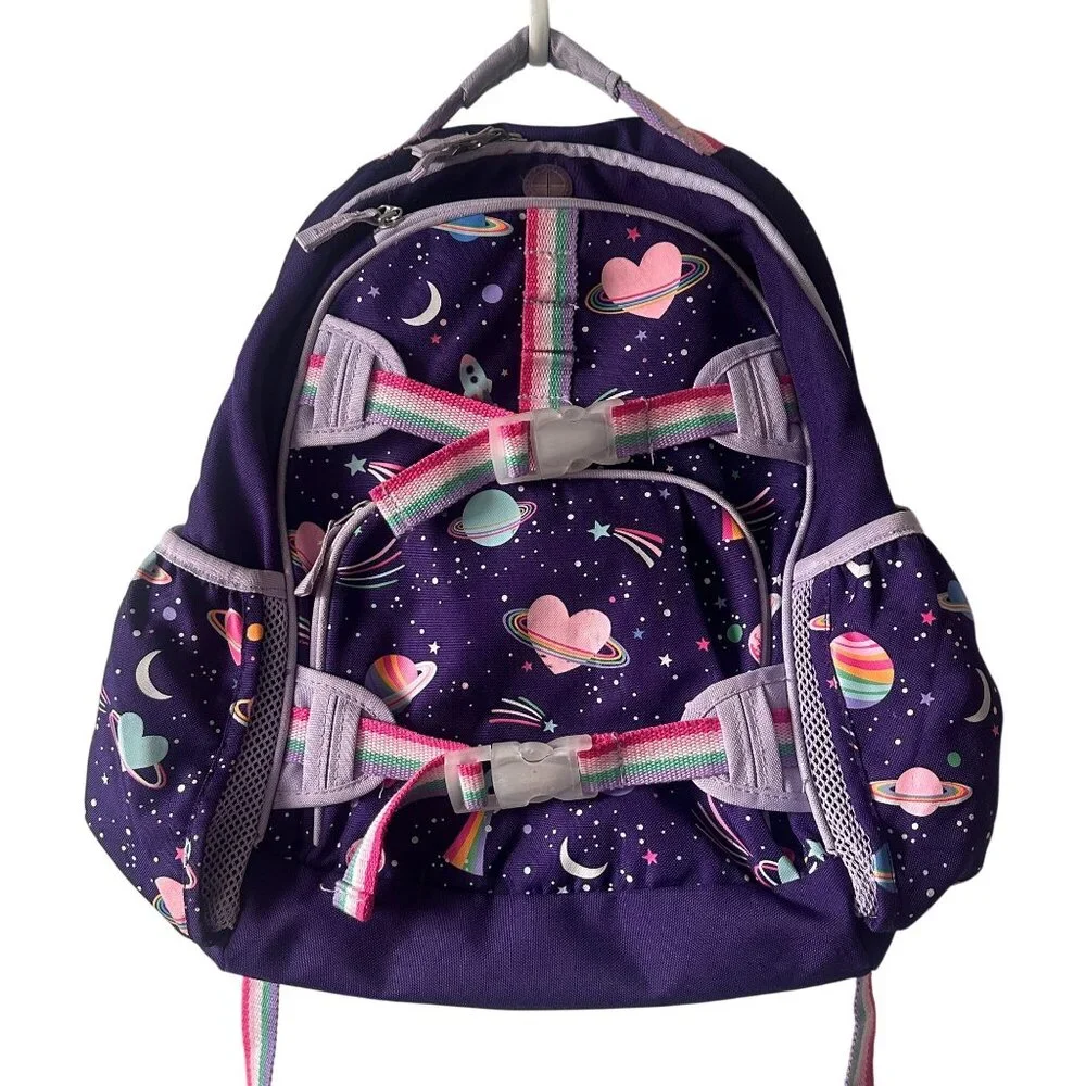 Pottery Barn Kids Mackenzie Rainbow Heart Galaxy Glow-in-the-Dark Backpack Large